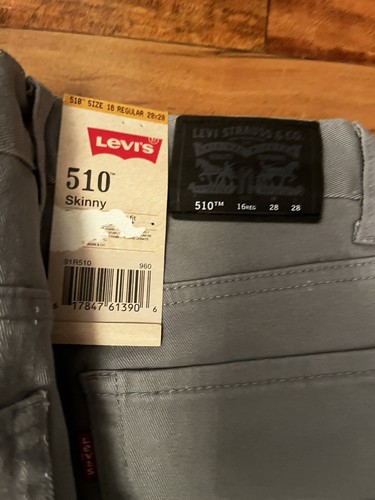 Levi’s 510 Skinny Stretch Boys Gray Jeans Size 16 Reg 28x28 Below Waist New - Picture 5 of 8