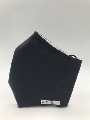 NEW Adult Cloth Face Mask 	Charcoal Black Nose Wire 100% Cotton SBL2L