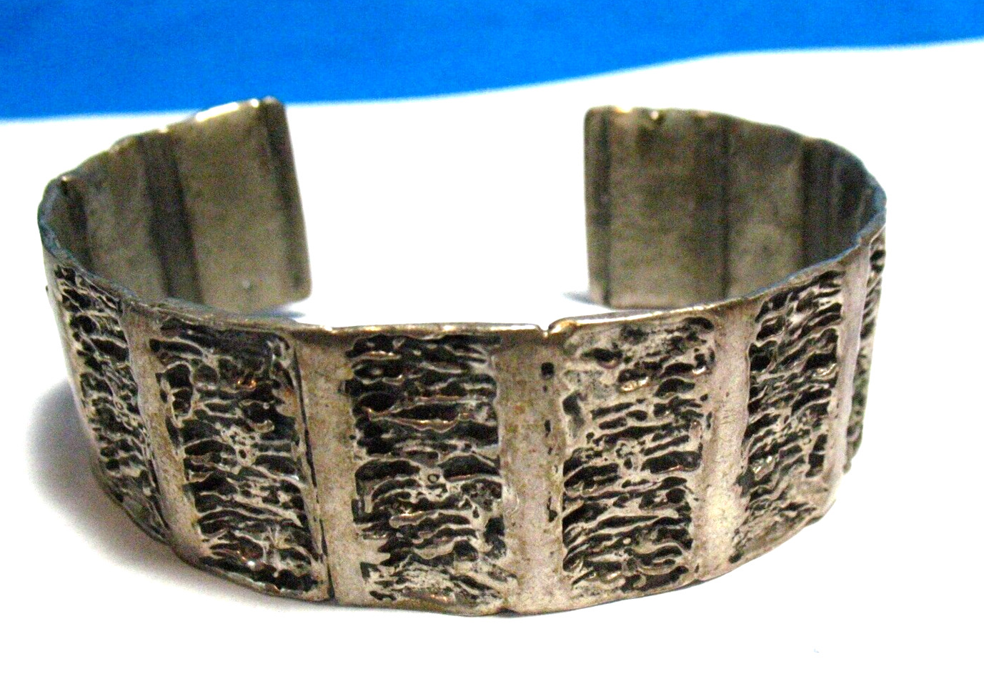 PEWTER CUFF BRACELET TEXTURED PATTERN VINTAGE 1 I… - image 1