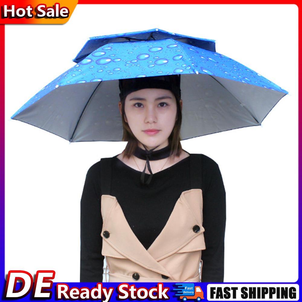 APL Ombrellone da Pesca Pieghevole Copricapo Ombrello Cappello Protezione UV Cappellino (Blu