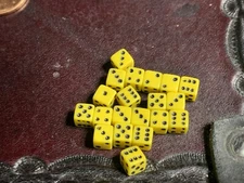 Twenty 5MM Opaque YELLOW WITH BLACK Color D6 Dice RPG Tabletop Square Corner