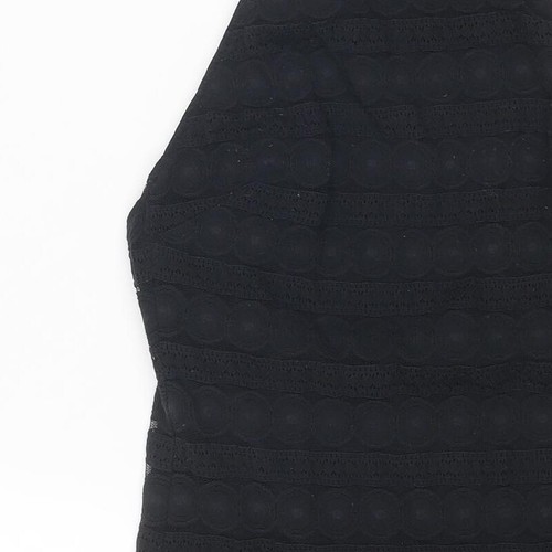 Topshop Womens Black Nylon Blend Shift Size 8 Halter - Open Back - Picture 9 of 10