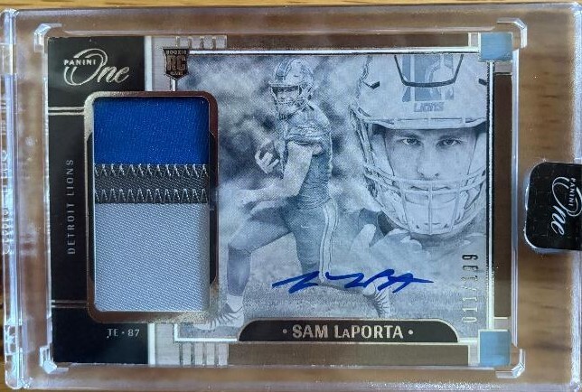 2023 Panini One Sam LaPorta RPA RC Rookie Patch On Card AUTO #011/199 Lions