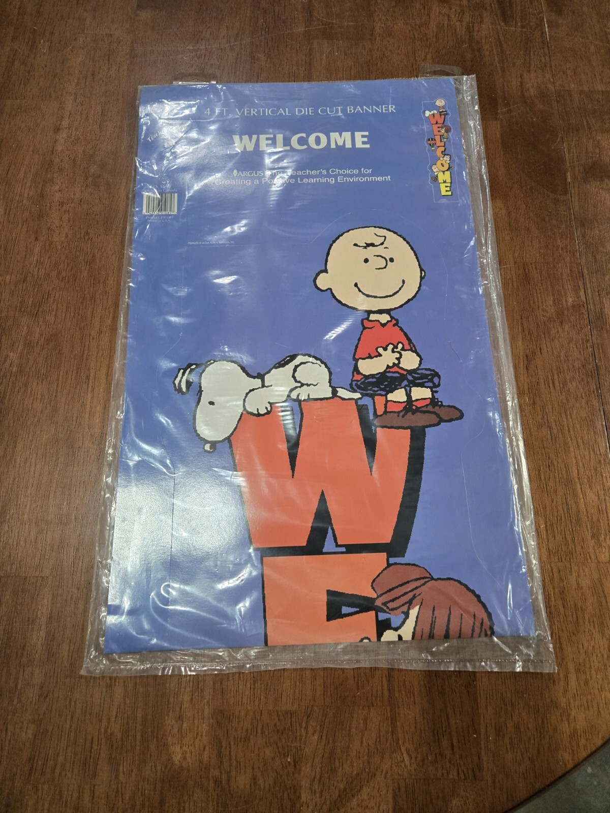 Argus Peanuts Snoopy Welcome Classroom School Decoration Banner, 4 ft, Vintage