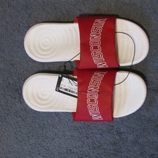 NWT Under Armour Mens 14 Wisconsin Badgers Slides sandals Red White