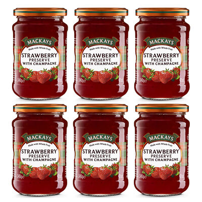 Mackays Strawberry Preserve Champagne Erdbeerkonfitüre mit Champagner 6x340g