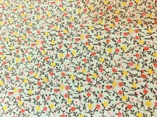 Country Calico Mint Green w Pink Yellow flowers cotton Fabric per yard