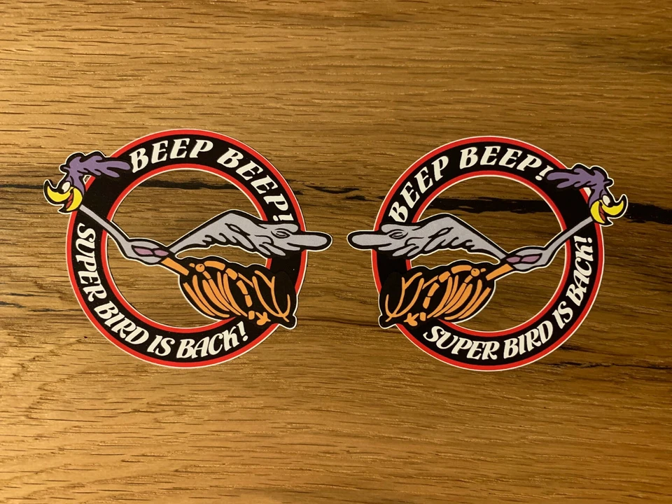 2x ROAD RUNNER Aufkleber Super Bird Sticker Beep Oldschool Vintage Retro V8 M405