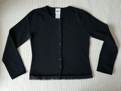 100%LambsWool Beaded Cardigan Size 