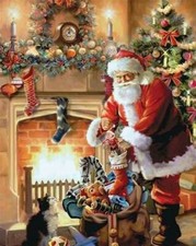 Christmas Santa Poster Print Holiday Wall Decor 17 X 12 Reproduction