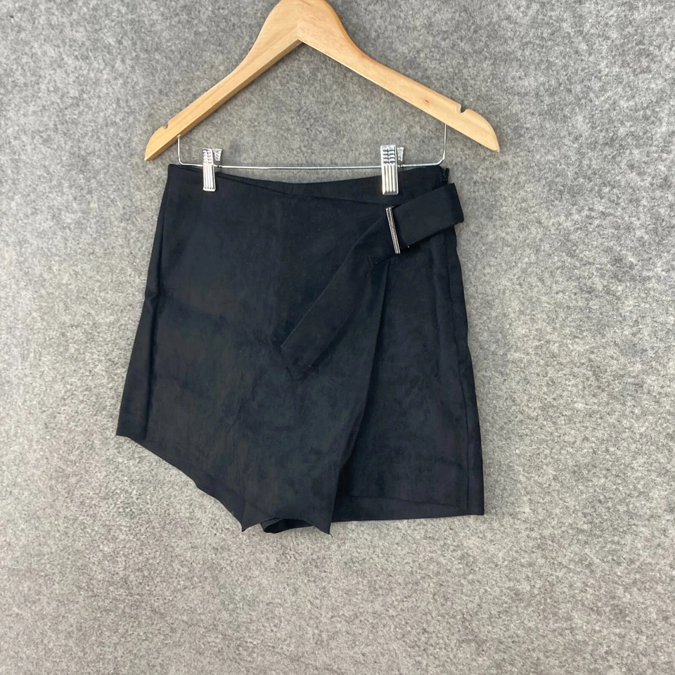Pantalones Cortos Zara Mujer Talla S Pequeños W26 Negro Gamuza tiro medio Cremallera 6730 Foto 2 de 4