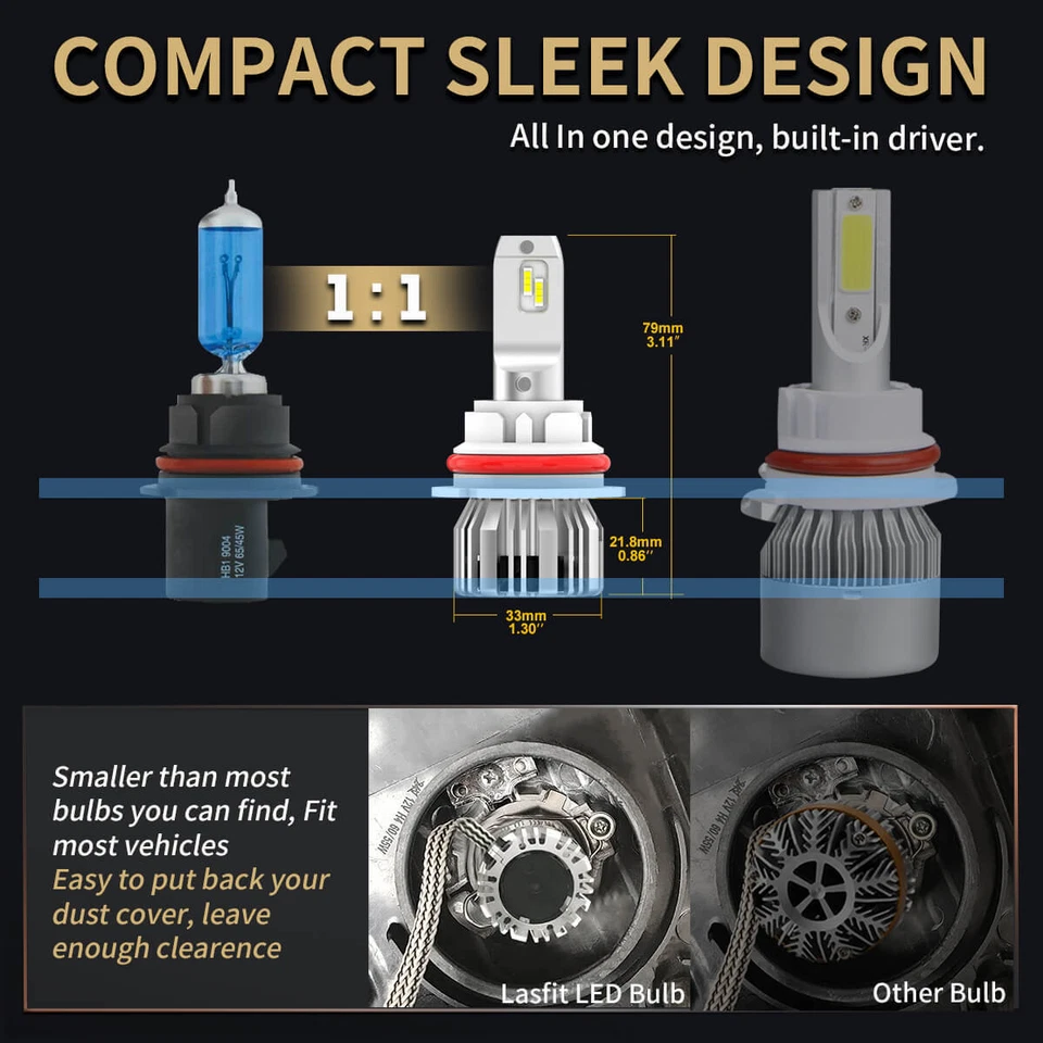 Bombilla de faro LED Lasfit 9007 para Ford Taurus 1992-2007 haz alto bajo Plug&Play Foto 4 de 4