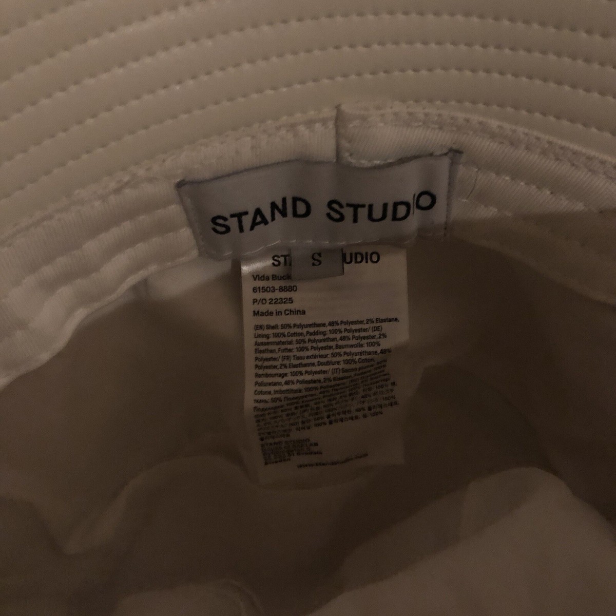 STAND STUDIO Vida Faux Leather Bucket Hat White White Bucket Hat | Cabana Life main image 3