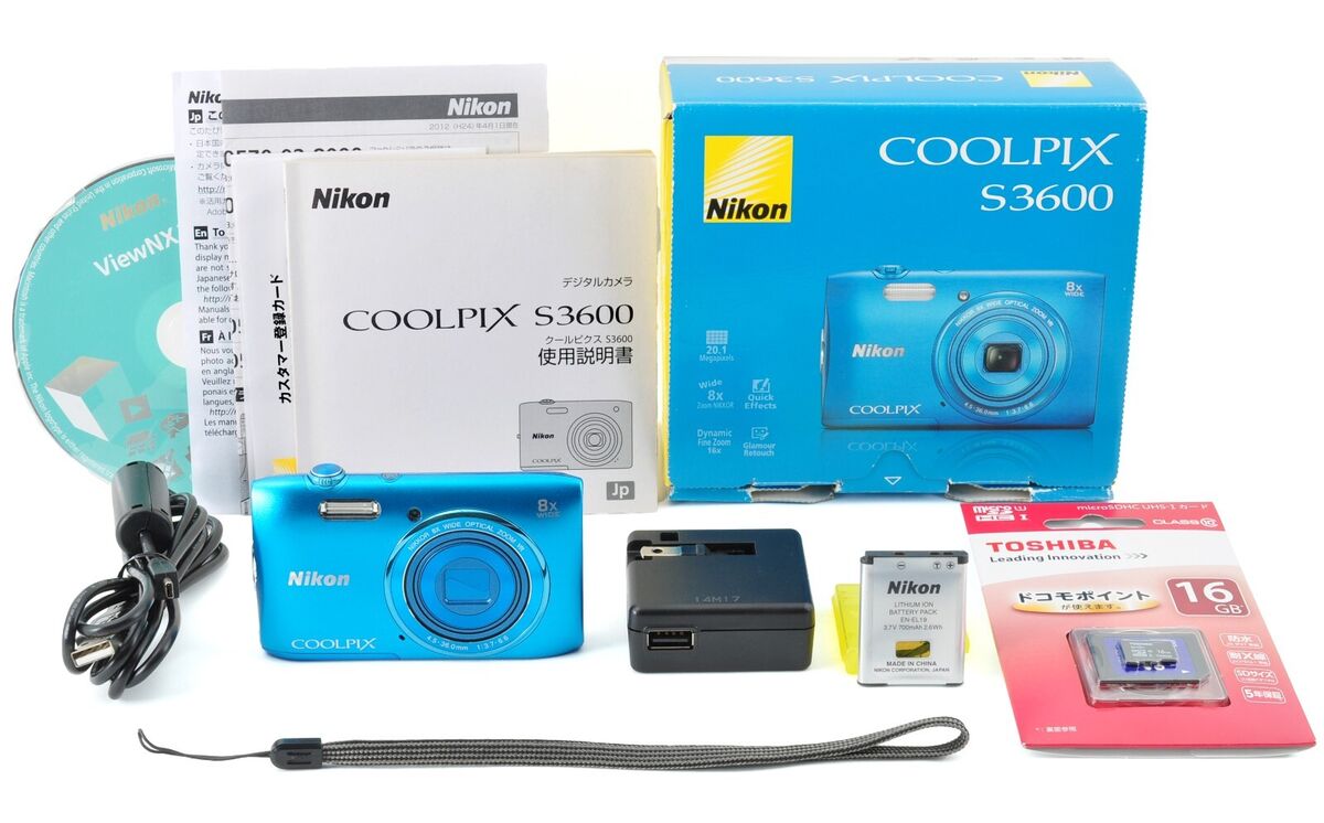 Nikon COOLPIX S3600 Blue Boxed Top MINT 20MP Compact Digital Nikon COOLPIX S3600 Blue Boxed Top MINT 20MP Compact Digital