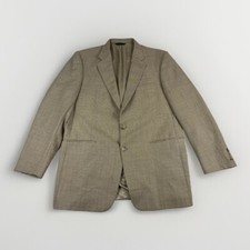 Burberry Kensington Wool Blazer Men 44L Beige Houndstooth USA Made 2 Button READ