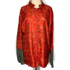 Vintage Asian Theme Dainty Floral Reversible Featherweight 100 Silk Jacket L/XL