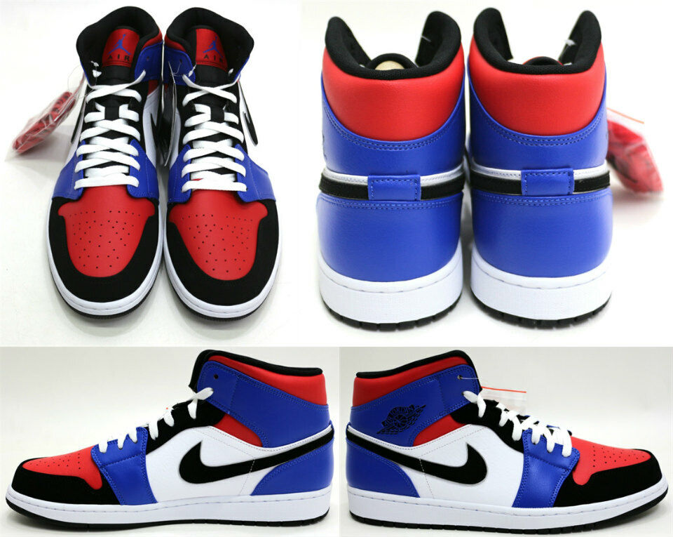 Nike Air Jordan 1 Mid Top 3 Bred Royal Chicago Retro Black Red Blue White Men 12 Ebay