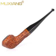 Sandblasted Briar Tobacco Pipe Straight Cumberland Stem Freehand Smoking Pipe
