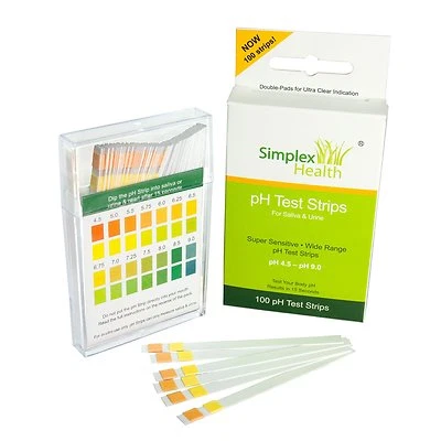 SIMPLEXHEALTH Simplex Health Alkaline pH Test Strips for Urine & Saliva (100 Strips per Pack)