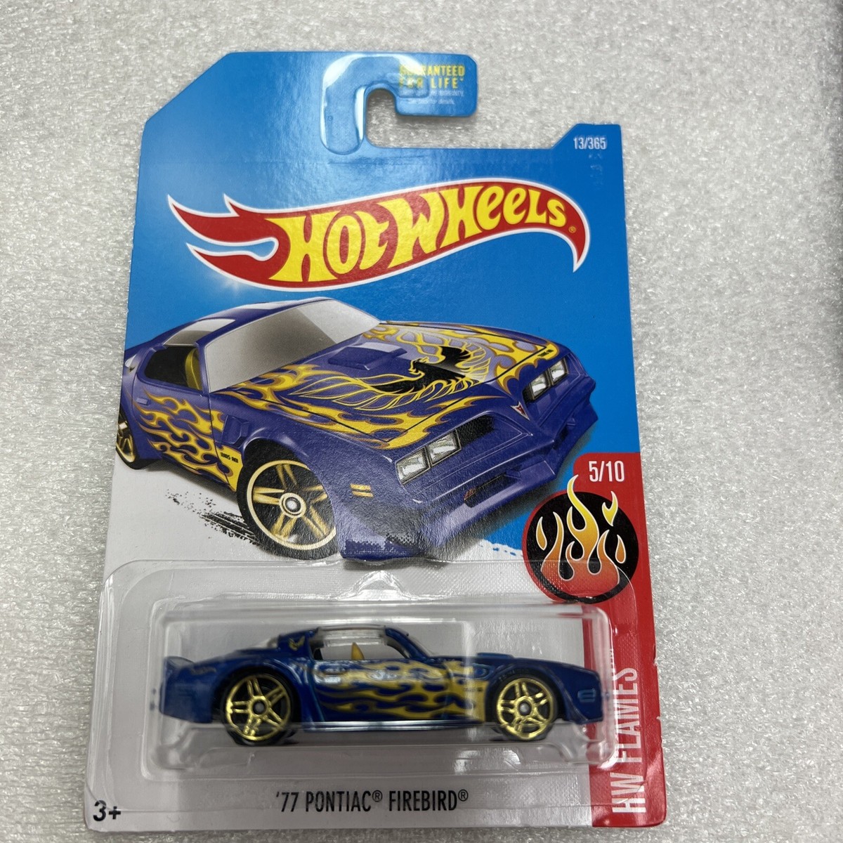 HOT WHEELS 1977 PONTIAC FIREBIRD HW FLAMES New On Card Blue/ Gold