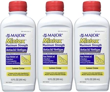 Mintox LIQUID Antacid / Anti-Gas MAX LEMON 12oz ( 3 bottles )  GERIMED __