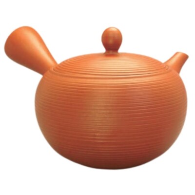Teapot Kyusu Tokoname - AKIRA - Orange - 420 ml cc - Stainless Mesh - Striped
