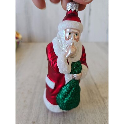 Patricia breen Santa shh RARE event sack quiet glass ornament Xmas tree