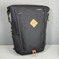 LL Bean Roll Top Backpack Black Laptop Sleeve Daypack Commuter Travel Bag