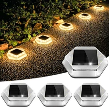Solar Deck Lights Dock Step Lights- 4 Packs Waterproof 1200Mah Auto On/Off LED S