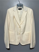 Talbots Ivory Cream Wool Blazer Jacket Size 8 Tailored Classic Career Wear