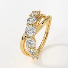 2Ct Round Cut Lab-Created Diamond Women Engagement Ring 14K Yellow Gold Plated