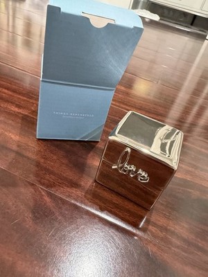 Things Remembered Ring Box Silver Love Script Accent Velvet Lining