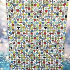 Vintage 60s-70s Cool Pop Art Fabric Mod Groovy Animals Children, Objects 2 Yards