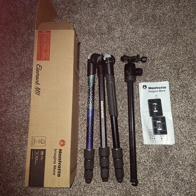 Manfrotto Element MII Aluminium Tripod With Ball Head Case Box + 2 Plates Exc+ - Image 1 of 4