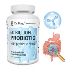 Dr. Berg Nutritionals 60 Billion Probiotic -Prebiotics - Gut Health,Gas Relief