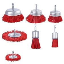 7 Pack Nylon Brush with 1/4 Inch Hex Shank, Nylon  Set P9R56089