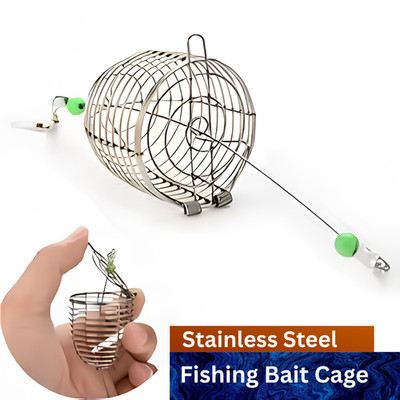 Fish Trap Basket Live Bait Cage Crab Feeder Holder Fishing Lure Net Basket