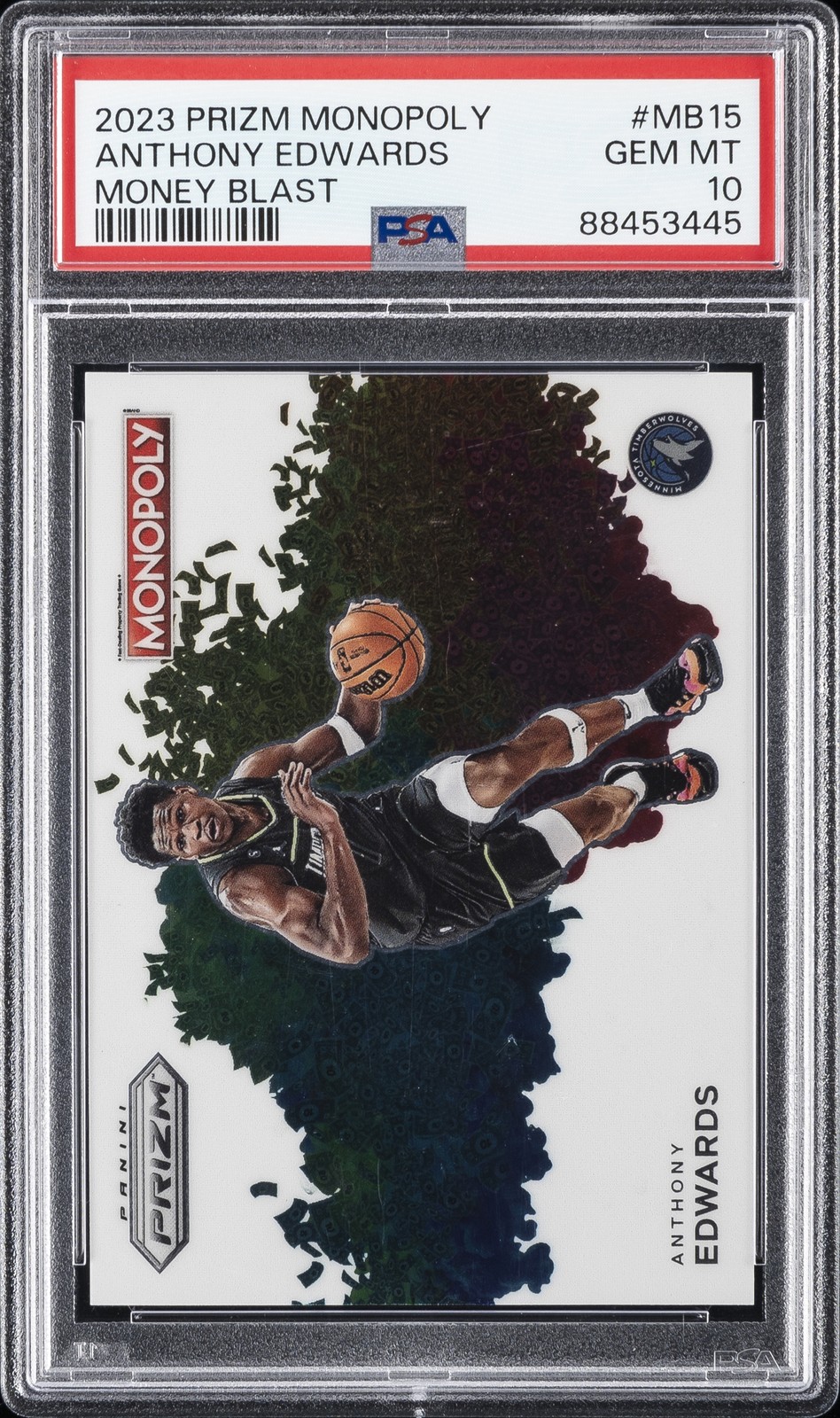 2023 PANINI PRIZM MONOPOLY MONEY BLAST #MB15 ANTHONY EDWARDS PSA 10