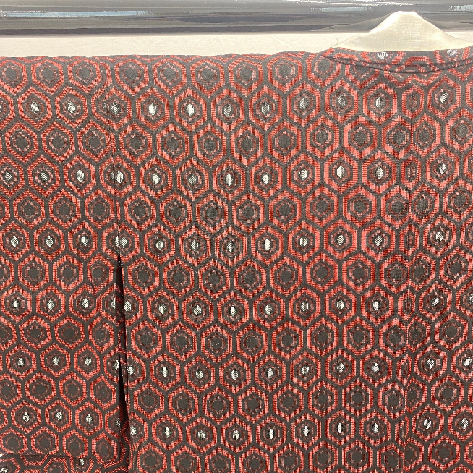 Japanese Vintage Kimono Silk Red Tumugi No Lining Traditional  Length 60 in