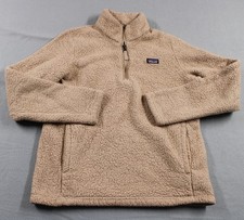 Patagonia Sweater Kids 2XL Beige Sherpa Fleece Quarter Zip Pullover Warm Cozy