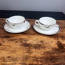 STUDIO NOVA Y0105 Attitudes Tea Cups  Saucers Set of 2 4 pcs Art Deco