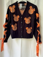 Disney Parks Her Universe Halloween Mickey Pumpkin Cardigan w/ Ribbons XS NWT