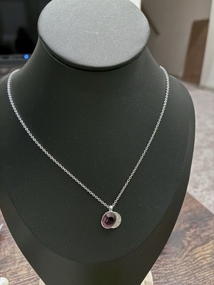 Swarovski Crystal Amethyst Silver Tone 17'' Adjustable Necklace Swan, Signed