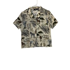 Tapestry Petite 70's Safari Animal Print VTG Button Down Shirt PM Made in USA