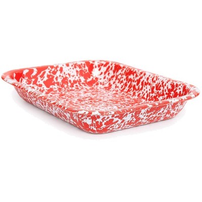 Small Rectangular Roaster, Red/White, 11.5''x9.25''