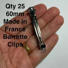 Lot of 25 "Made in France" French Hair Barrette Clip Back, 60mm, 2.36 inch, DIY