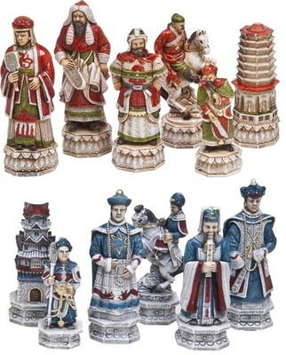 The Ming Dynasty Chessmen From Italy Heavy Hand Painted King Height: 5 3/4''