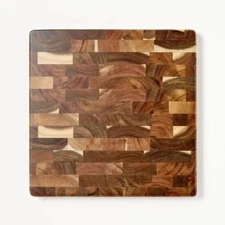 Figmint 14x14in Acacia Wood Cutting Board, End Grain Natural