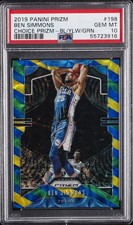 2019 PANINI PRIZM CHOICE PRIZM-BLUE/YELLOW/GREEN #198 BEN SIMMONS PSA 10
