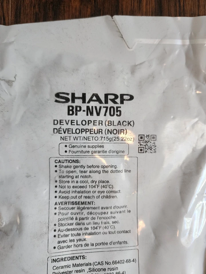 OEM Genuine Sharp BPNV705 BP-NV705 Developer Black, For BP-70M75 BP-70M90, 25 Oz - Image 2 of 3